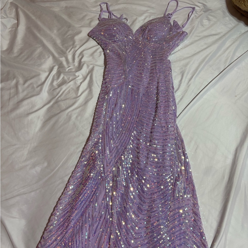 Elegant Purple Sequin Dress